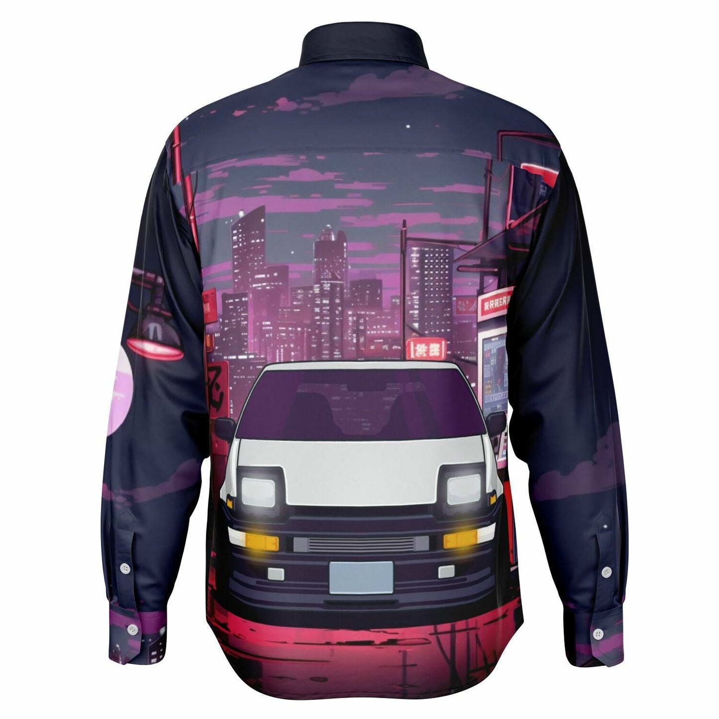 AE86 Illustration Long Sleeve Button Down Shirt - AOP
