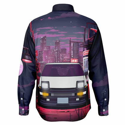 AE86 Illustration Long Sleeve Button Down Shirt - AOP