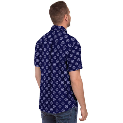 Geometric Circle Pattern Short Sleeve Button Down Shirt - AOP
