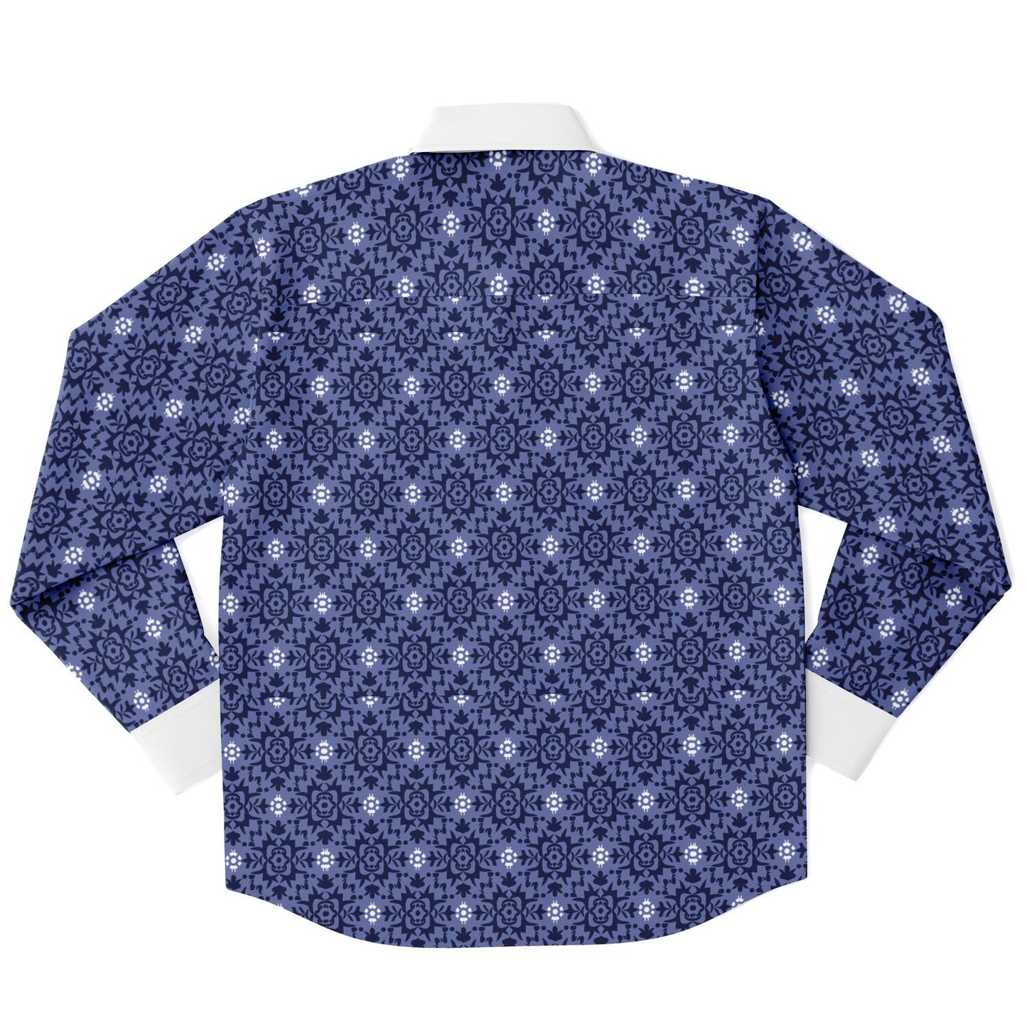 Purple Floral Seamless Pattern Long Sleeve Button Down Shirt - AOP