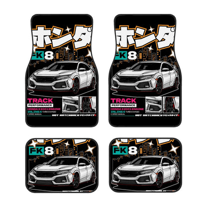 Fk8 civic inspired car floor mats flat lay mockup.