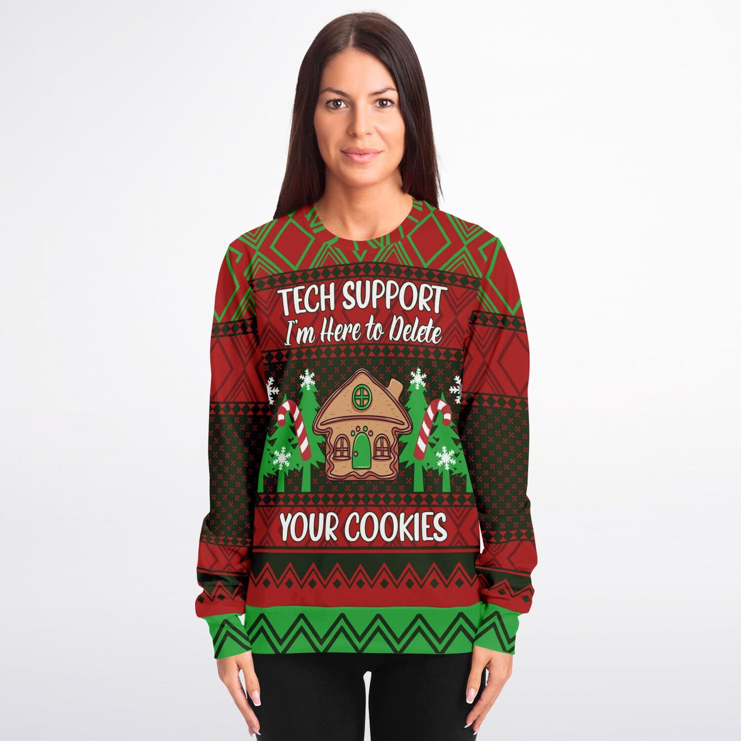 Tech Support Funny Ugly Holiday Printed Sweatshirt