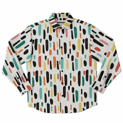 Colored Brush Strokes Long Sleeve Button Down Shirt - AOP
