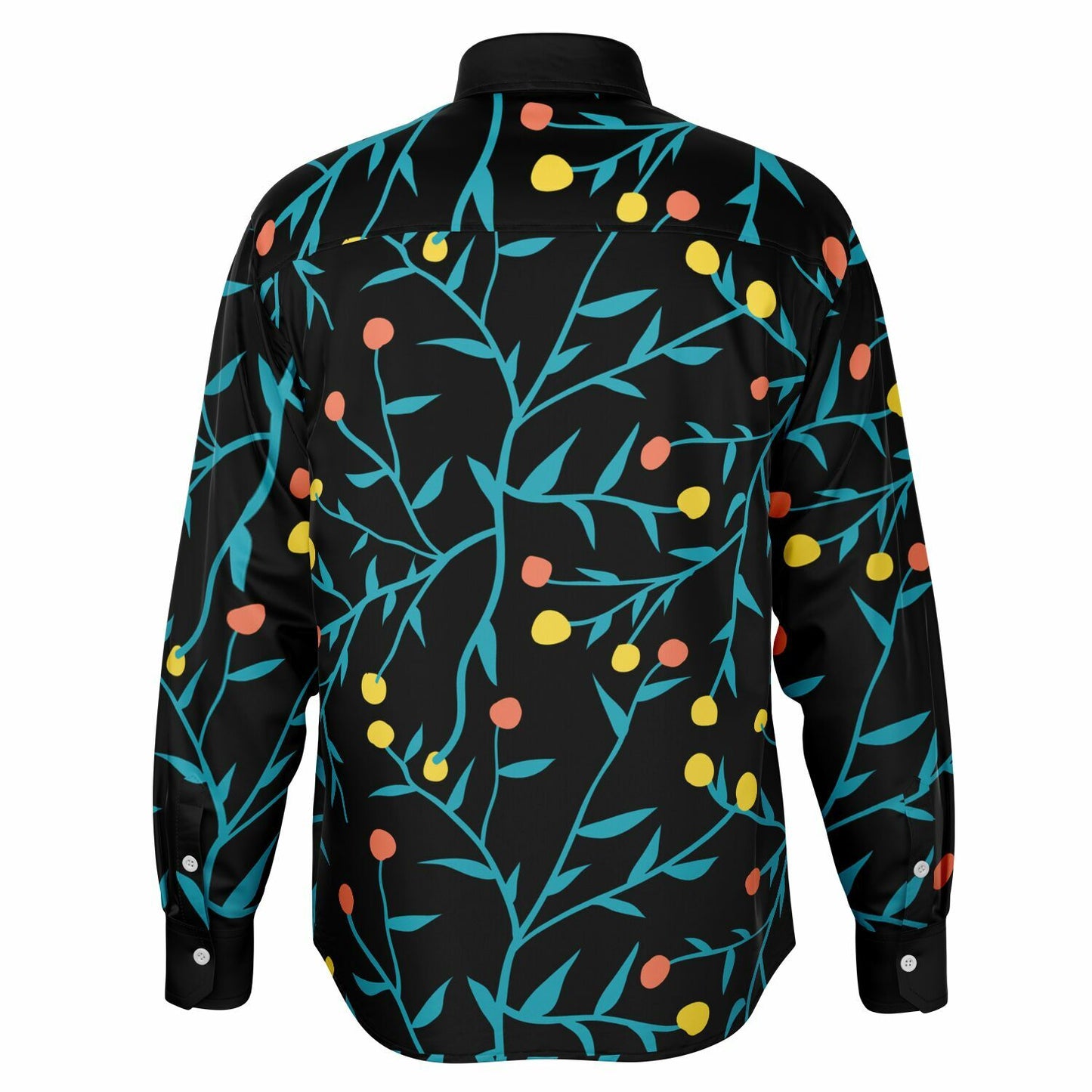 Tropical Pattern Long Sleeve Button Down Shirt - AOP