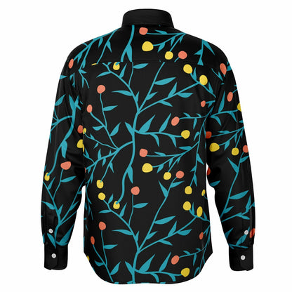 Tropical Pattern Long Sleeve Button Down Shirt - AOP