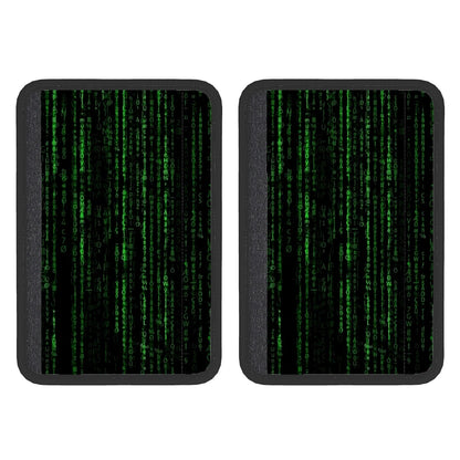 Matrix pattern seat belt cover pad flat lay mockup image.