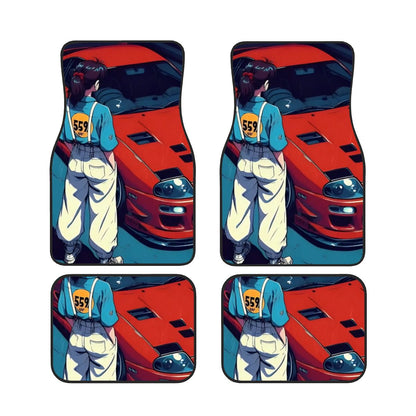 Supra Girl Illustration Automotive Floor Mats – JDM-Inspired Car Interior Accessory Featuring Female Character Art