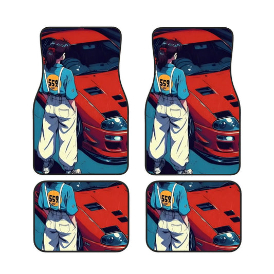 Supra Girl Illustration Automotive Floor Mats – JDM-Inspired Car Interior Accessory Featuring Female Character Art
