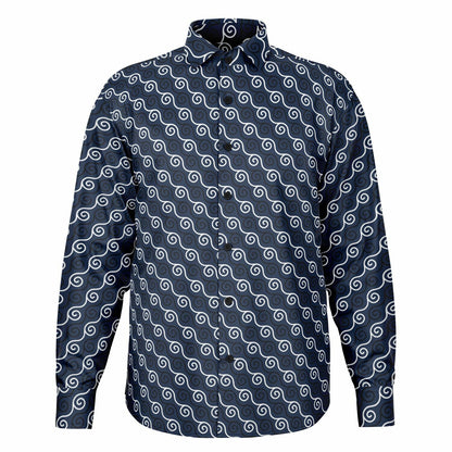 Linen Texture Print Long Sleeve Button Down Shirt - AOP