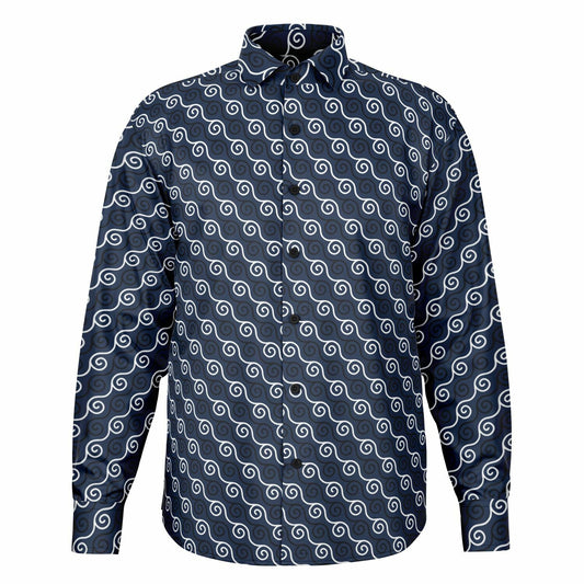 Linen Texture Print Long Sleeve Button Down Shirt - AOP