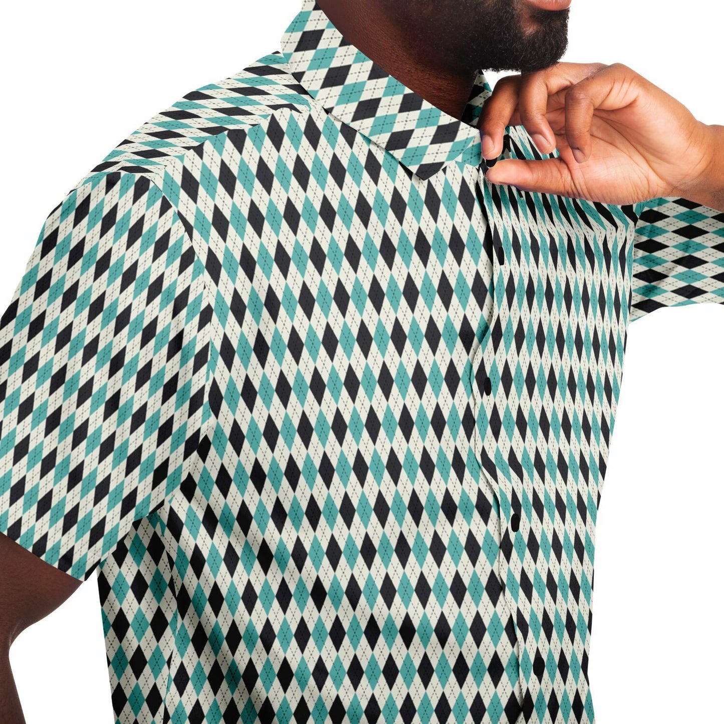 Tile Pattern Short Sleeve Button Down Shirt - AOP