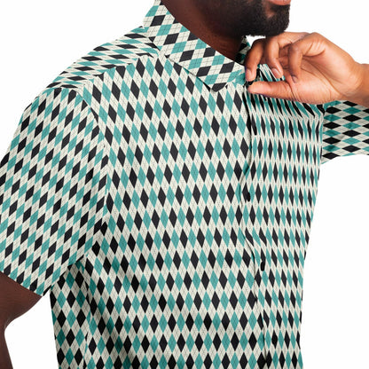 Tile Pattern Short Sleeve Button Down Shirt - AOP