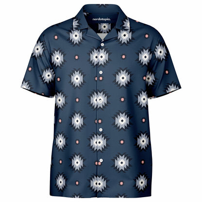 Aztec Pattern Spread Collar Short Sleeve Shirt