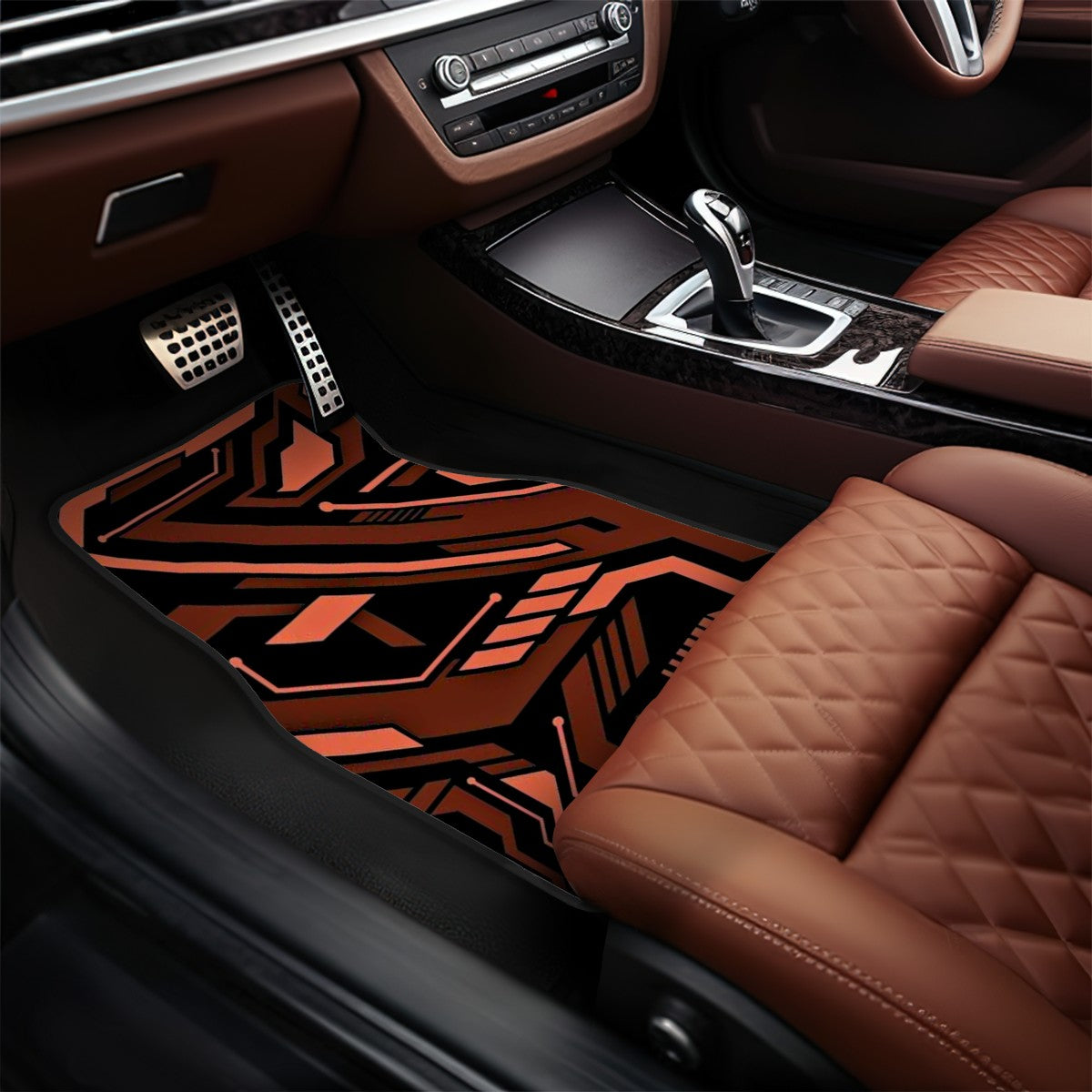 Cyberpunk Inspired Pattern Automotive Floor Mats