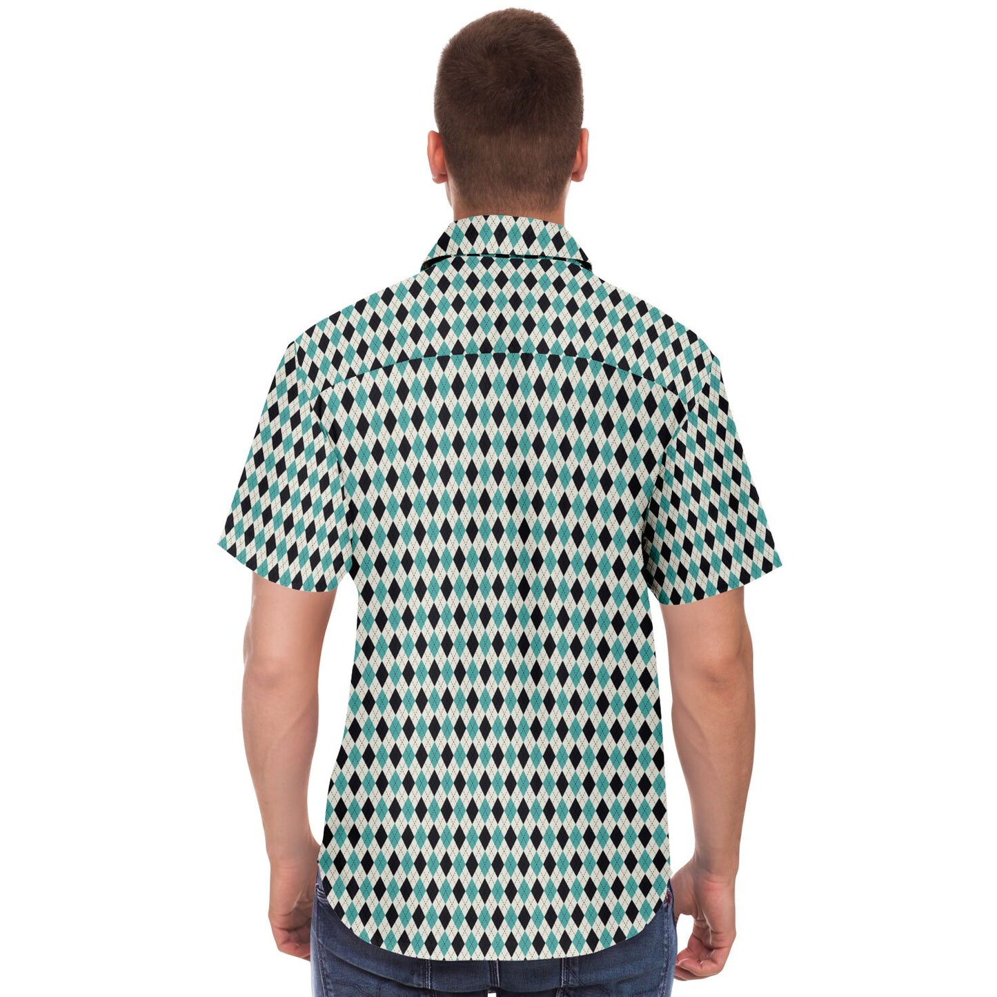 Tile Pattern Short Sleeve Button Down Shirt - AOP