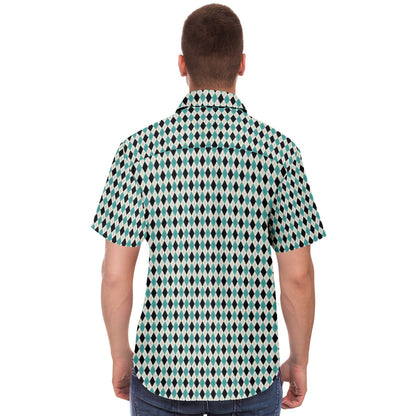 Tile Pattern Short Sleeve Button Down Shirt - AOP
