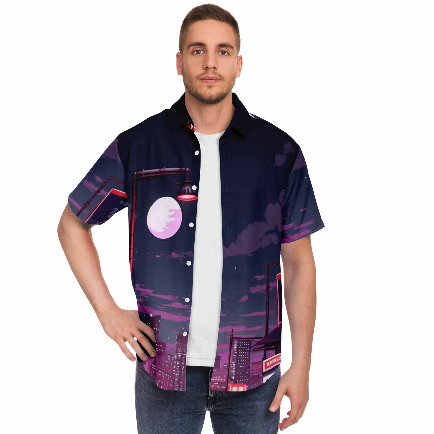 AE86 Illustration Short Sleeve Button Down Shirt - AOP
