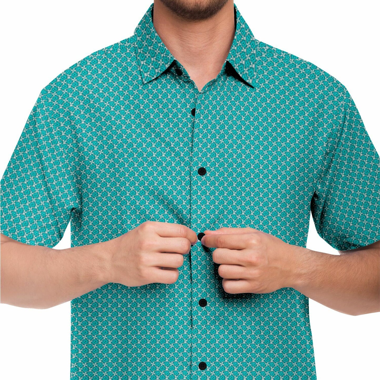 Seamless Minimalist Pattern Short Sleeve Button Down Shirt - AOP