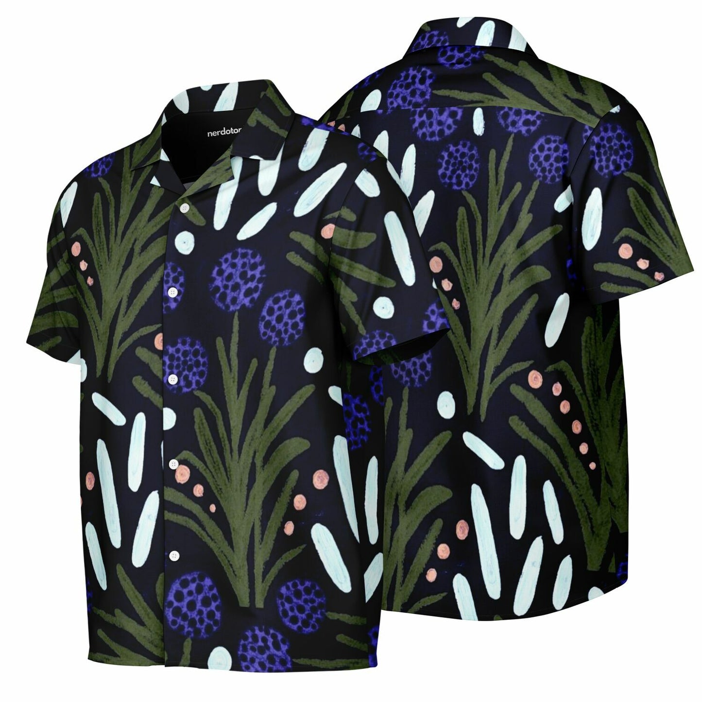 Floral Pattern Spread Collar Short Sleeve Shirt