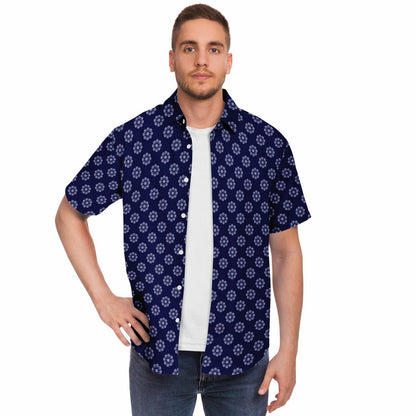 Geometric Circle Pattern Short Sleeve Button Down Shirt - AOP