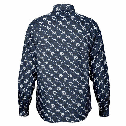 Linen Texture Print Long Sleeve Button Down Shirt - AOP