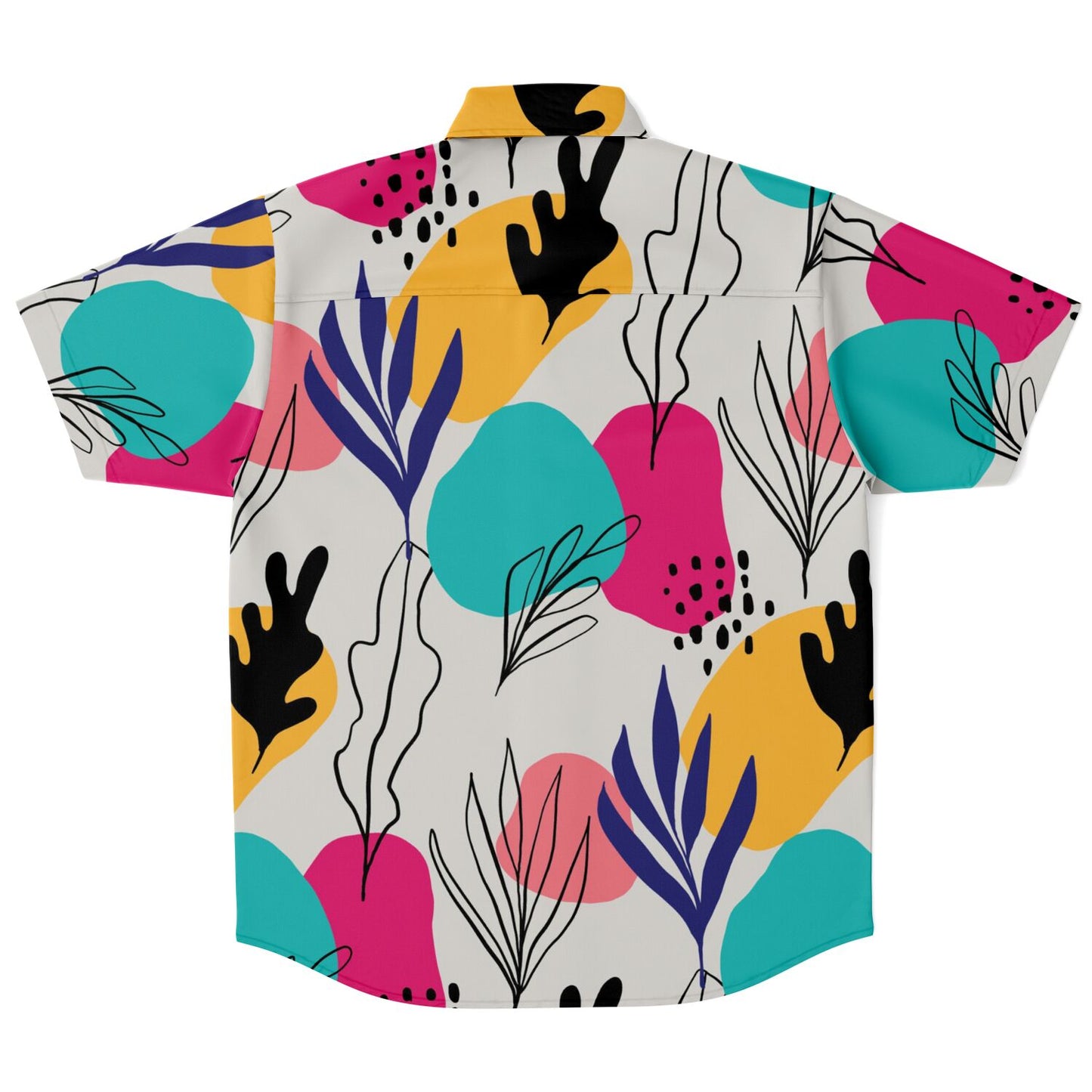 Abstract Floral Colored Pattern Short Sleeve Button Down Shirt - AOP