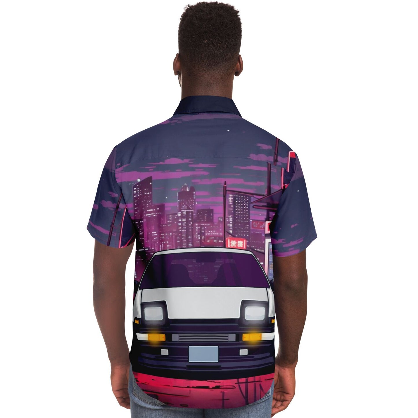 AE86 Illustration Short Sleeve Button Down Shirt - AOP