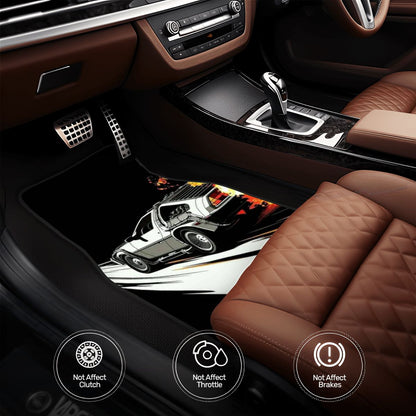 Time Machine Delorean Illustration Automotive Floor Mats