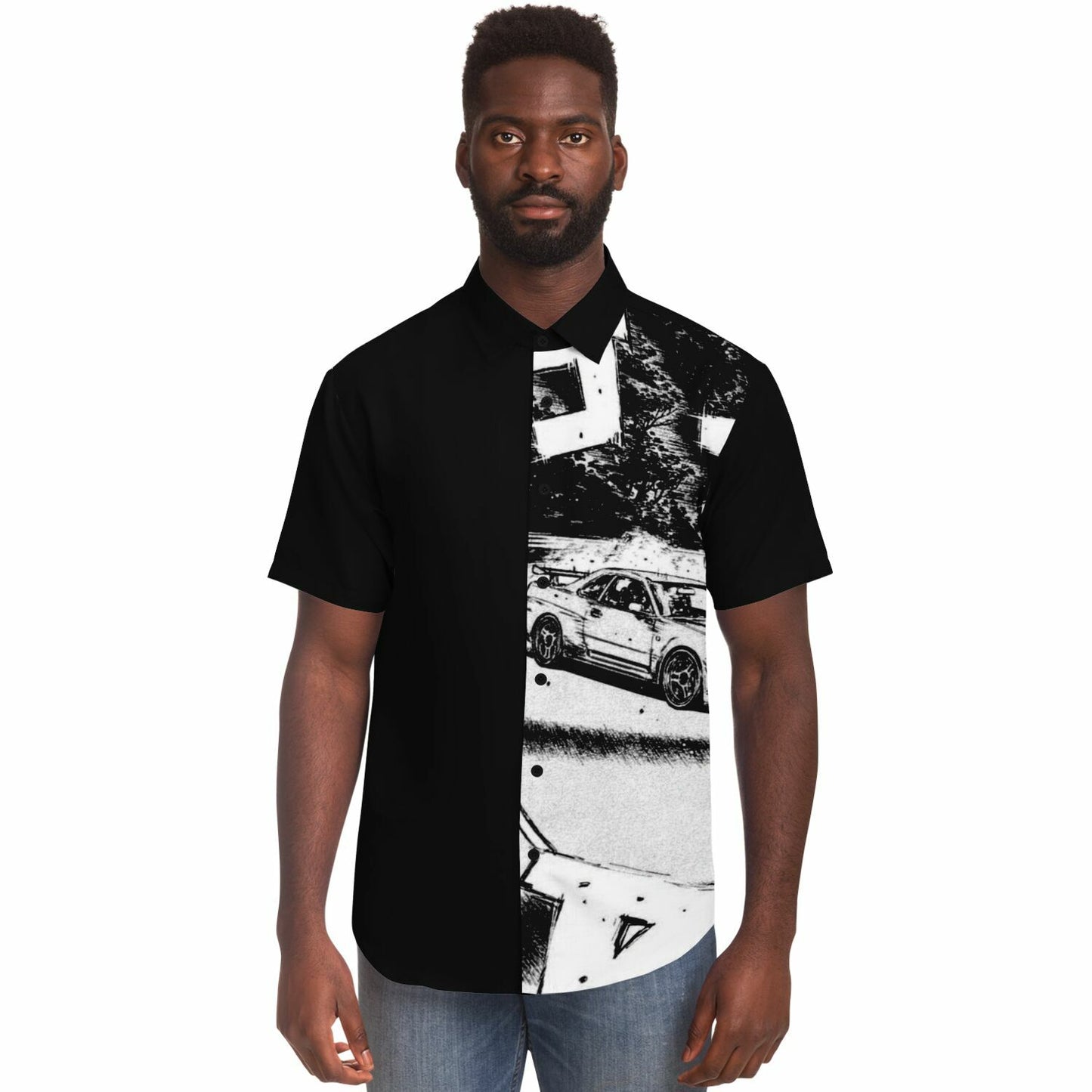 BW JDM Art Short Sleeve Button Down Shirt - AOP