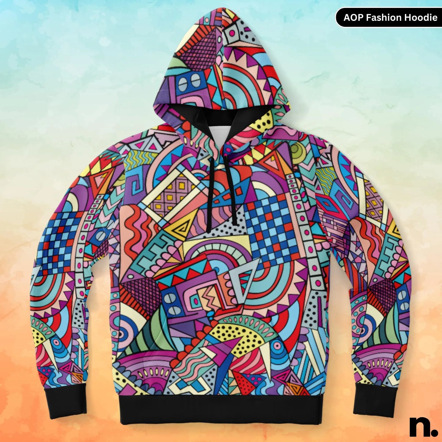 Abstract Colour Pattern Fashion Hoodie - AOP