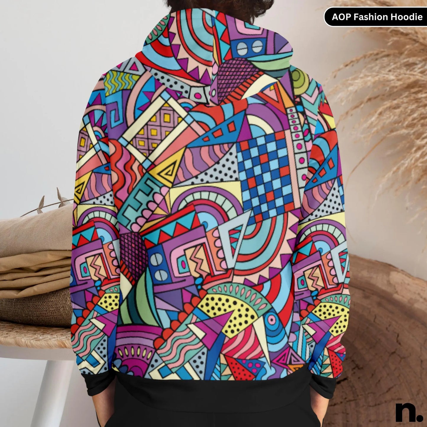 Abstract Colour Pattern Fashion Hoodie - AOP