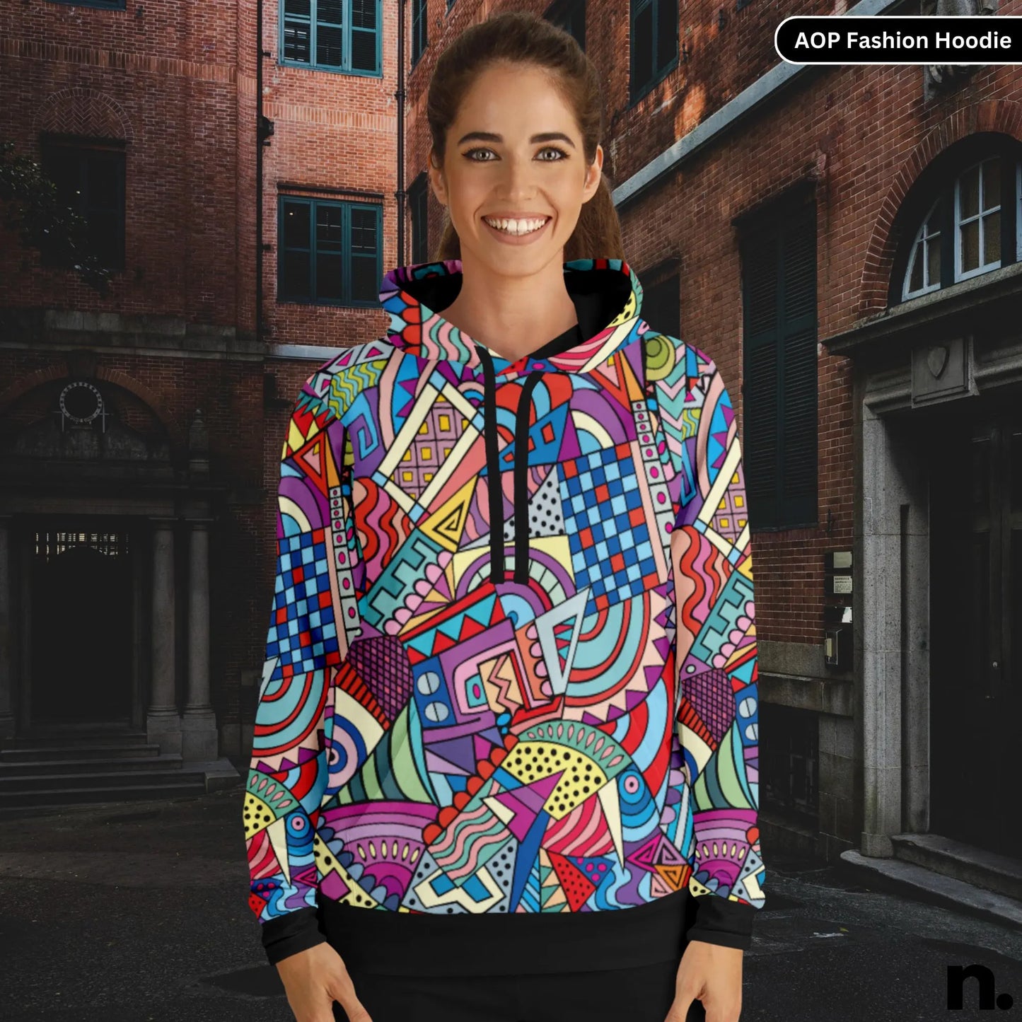 Abstract Colour Pattern Fashion Hoodie - AOP