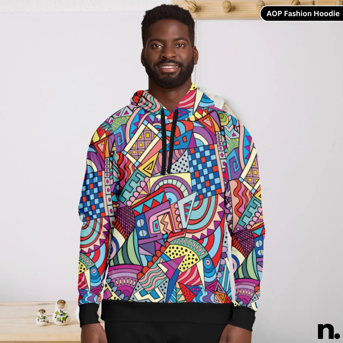 Abstract Colour Pattern Fashion Hoodie - AOP
