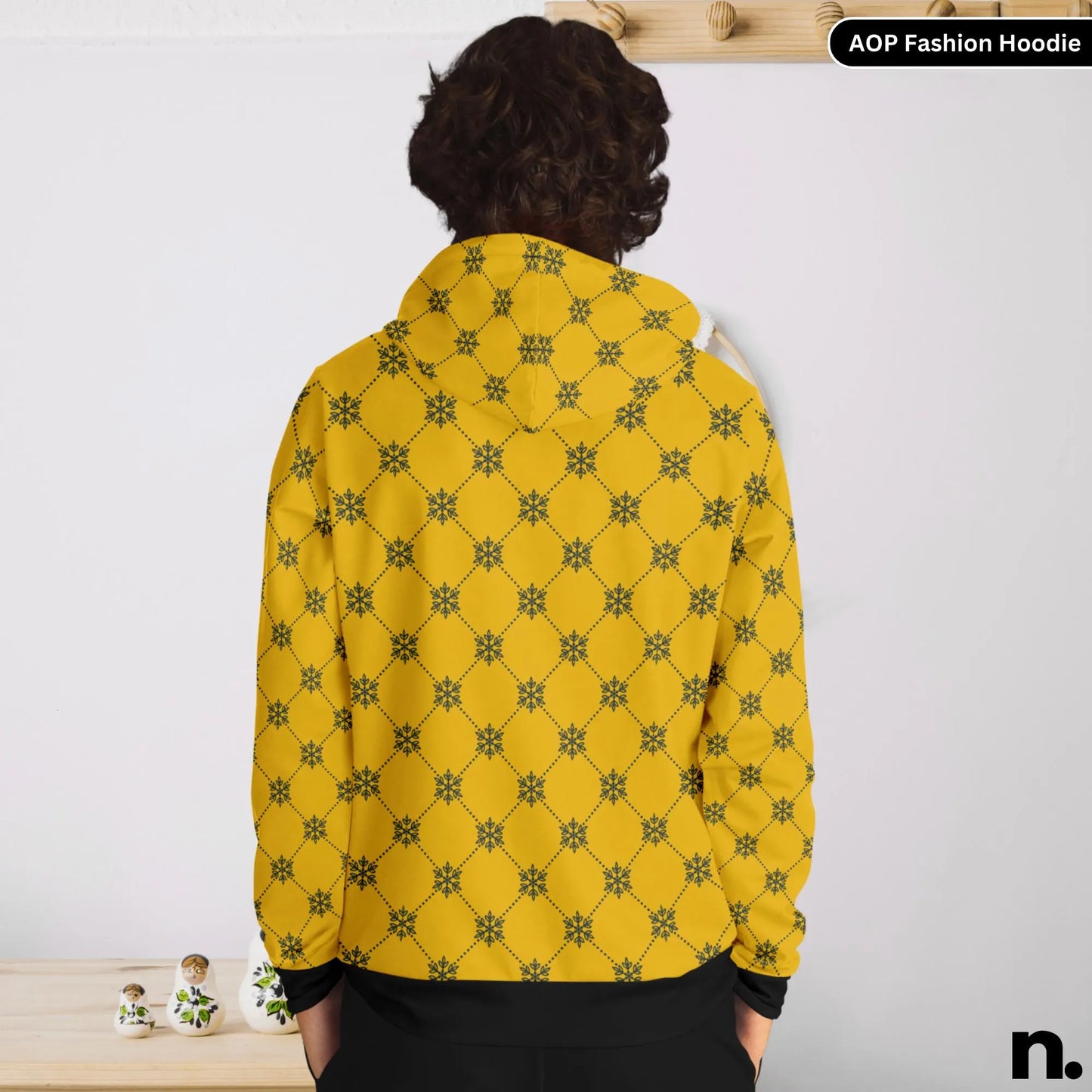 Classic Pattern Gold Fashion Hoodie - AOP