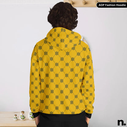 Classic Pattern Gold Fashion Hoodie - AOP