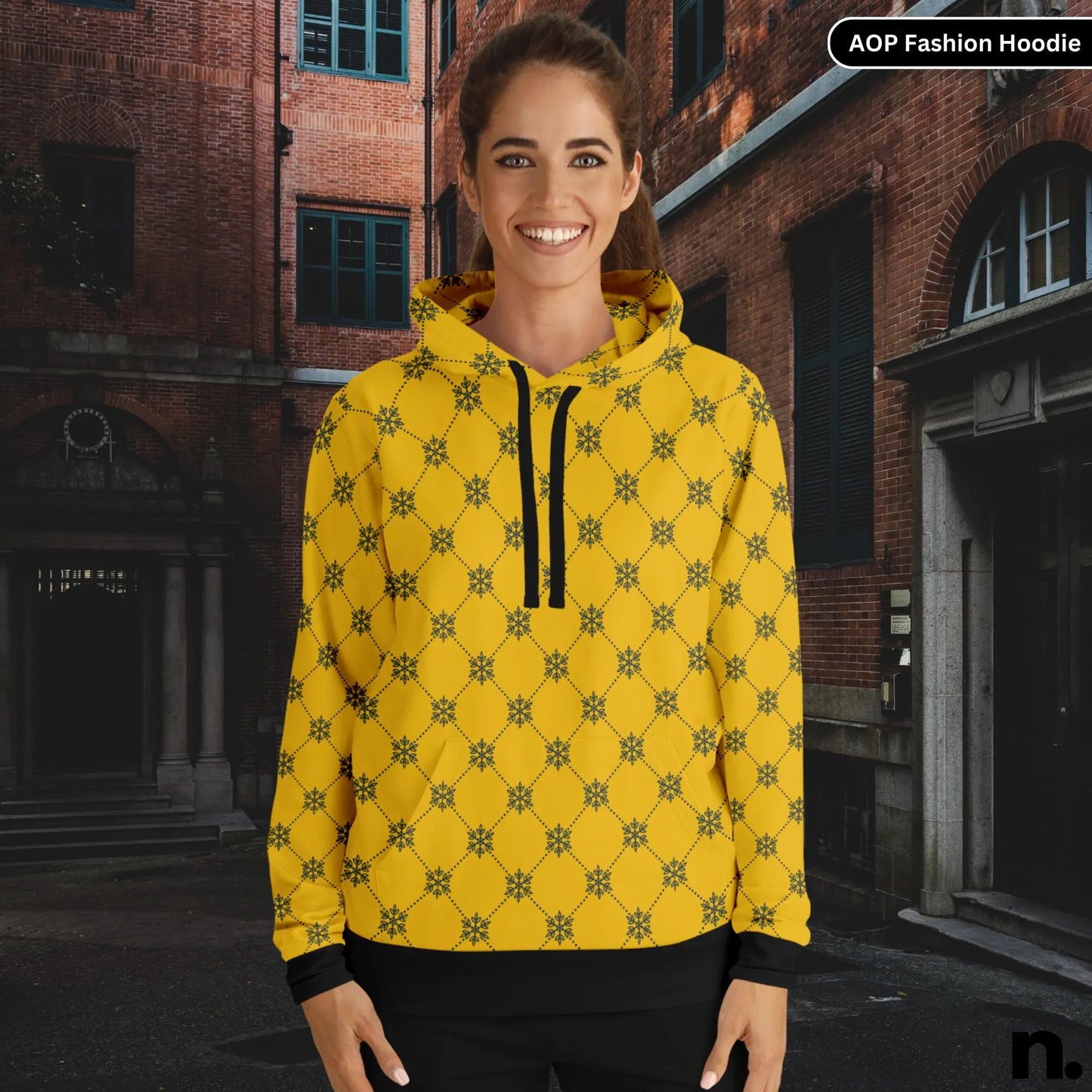Classic Pattern Gold Fashion Hoodie - AOP