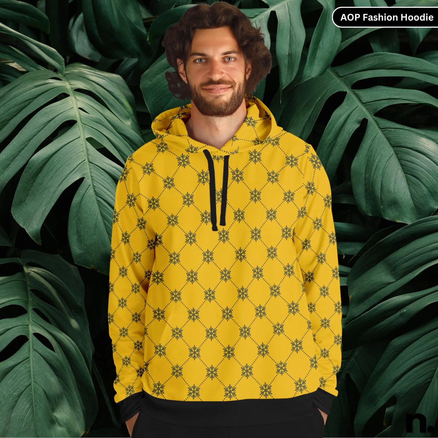 Classic Pattern Gold Fashion Hoodie - AOP
