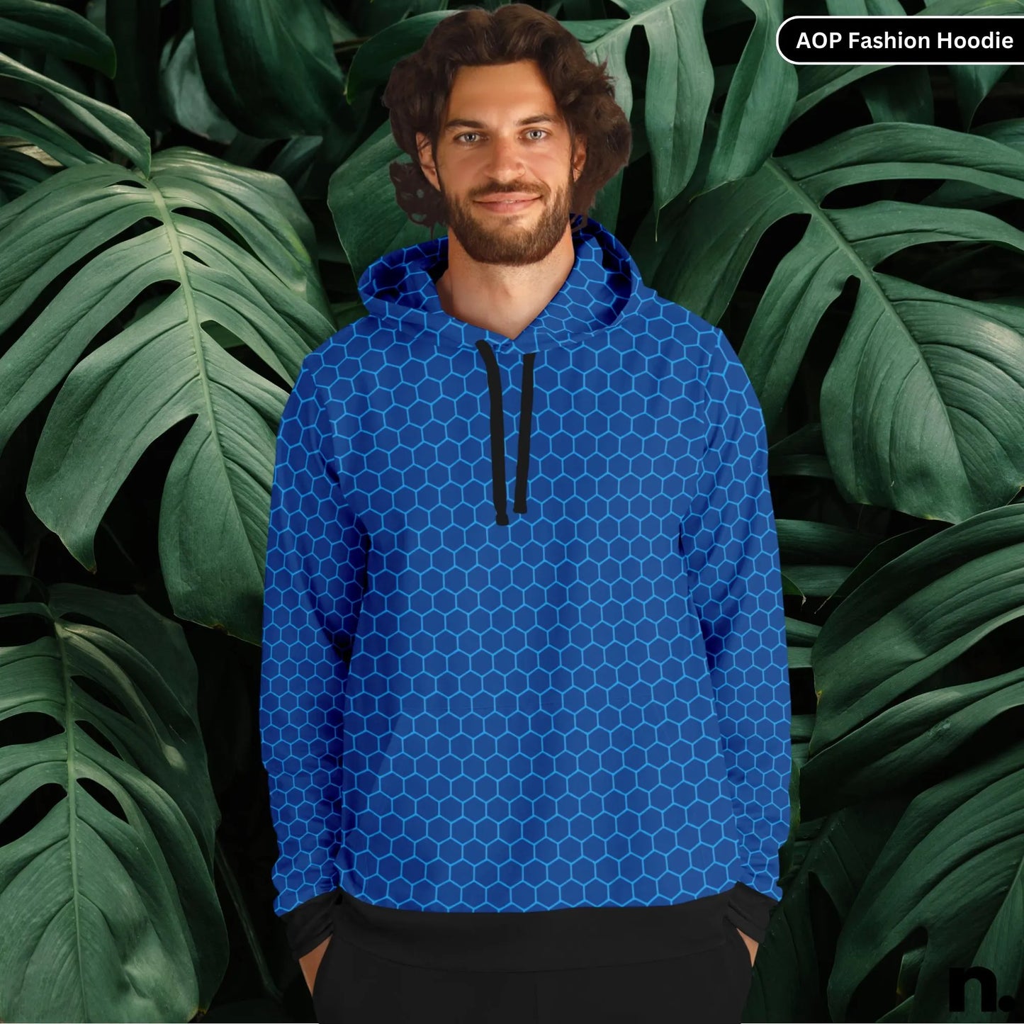 Techno Web Pattern Fashion Hoodie - AOP