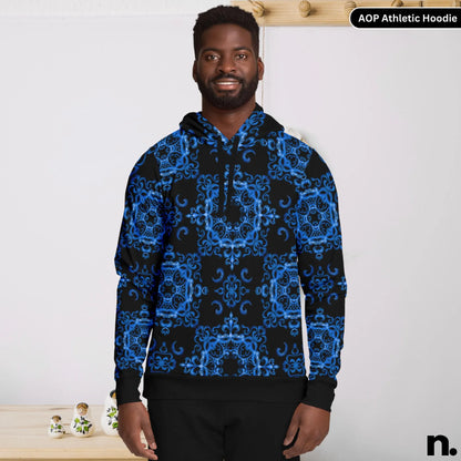 Blue Haze Pattern Athletic Hoodie - AOP