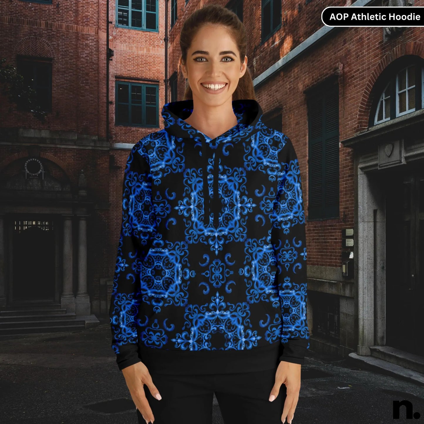 Blue Haze Pattern Athletic Hoodie - AOP