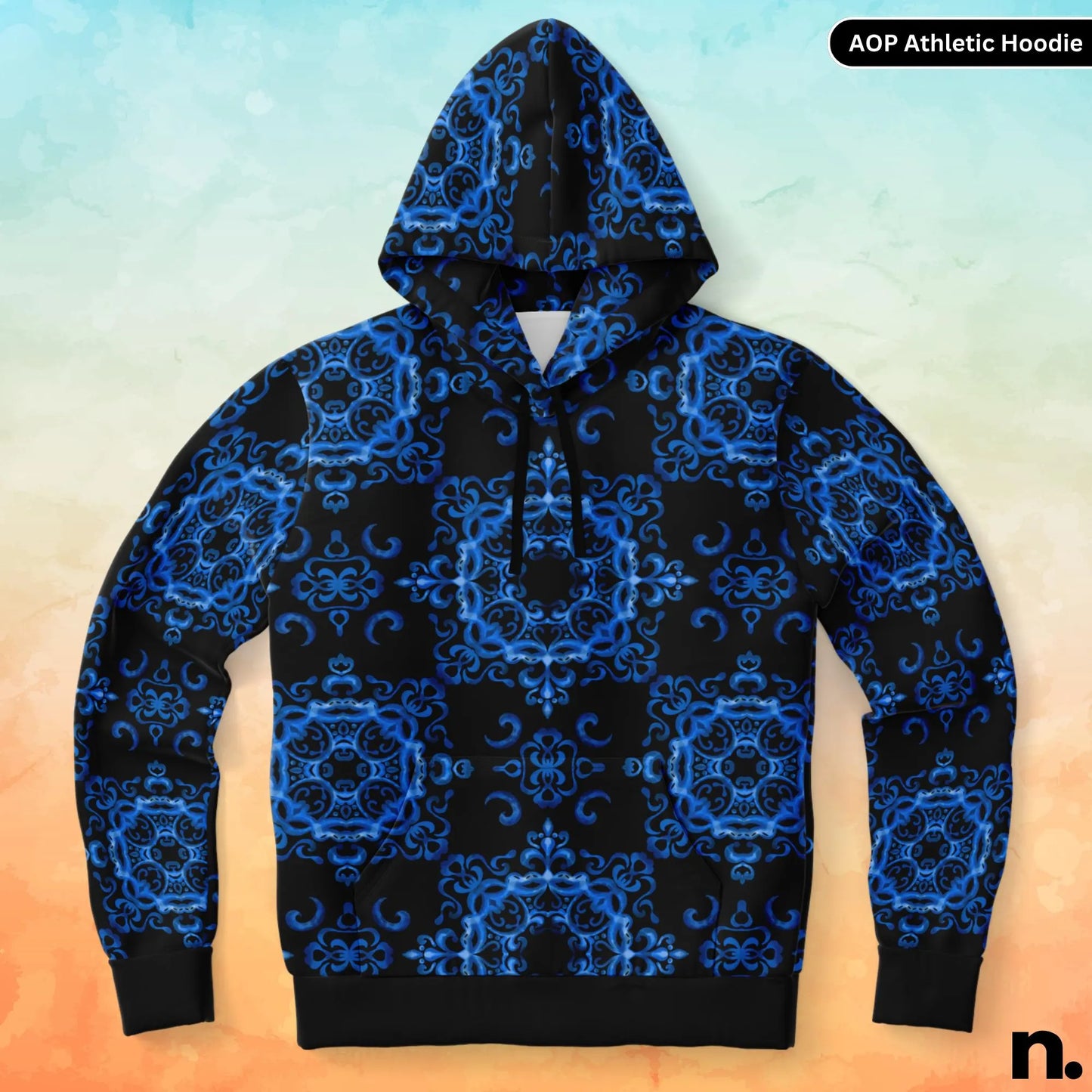 Blue Haze Pattern Athletic Hoodie - AOP
