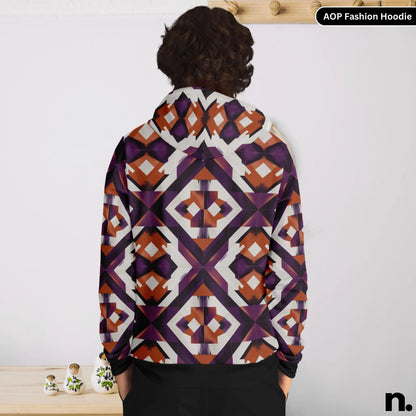 Abstract Geometric Pattern Fashion Hoodie - AOP