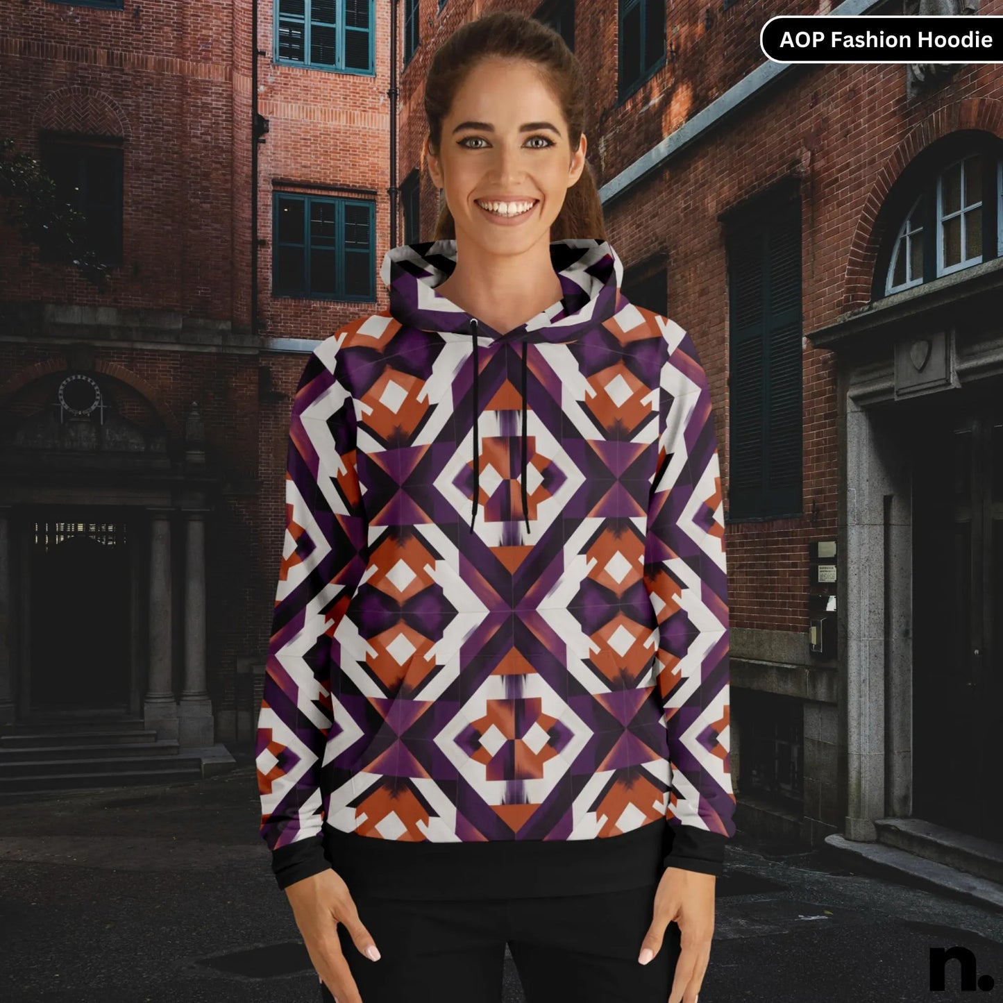 Abstract Geometric Pattern Fashion Hoodie - AOP