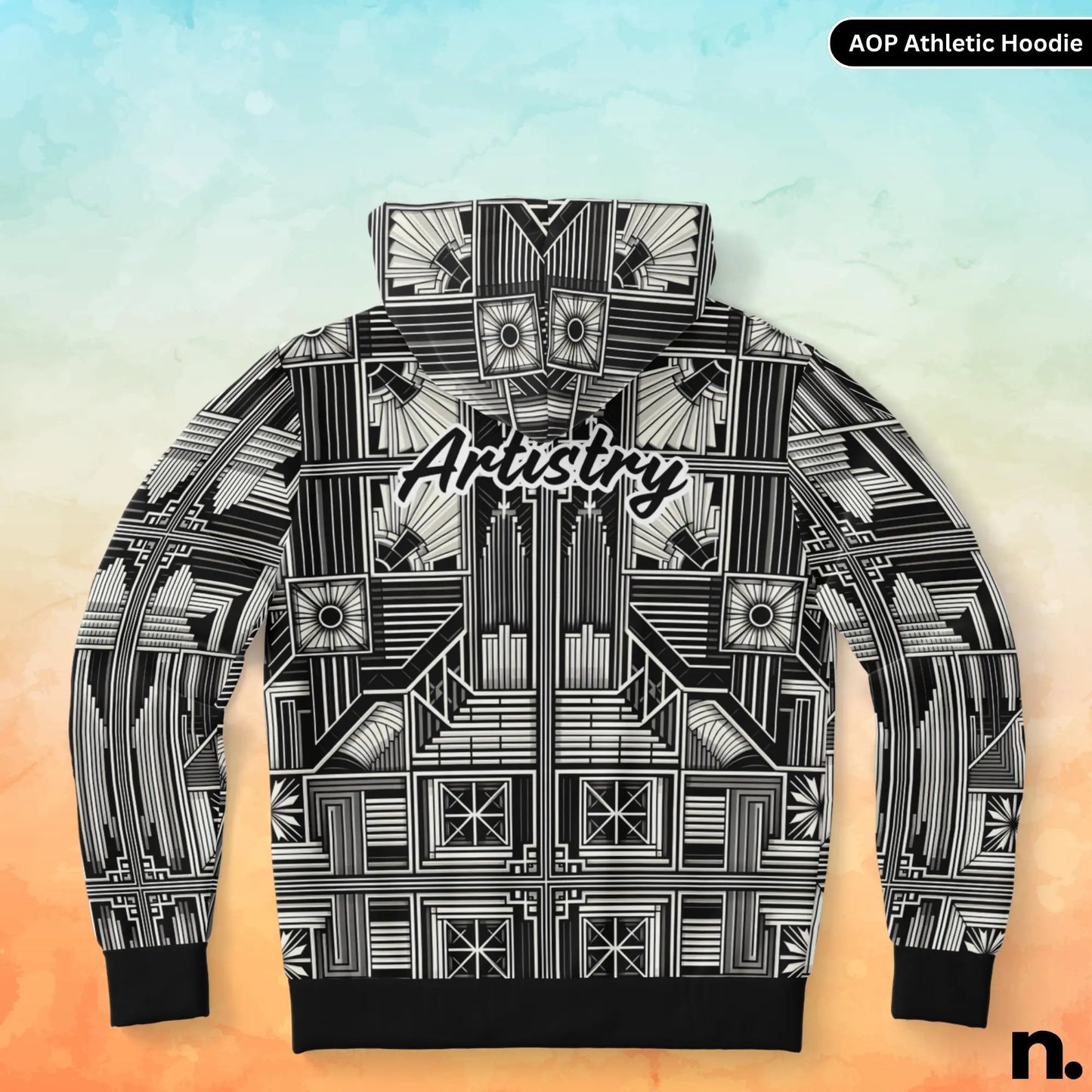 Artistry Classic Tile Pattern Athletic Hoodie - AOP