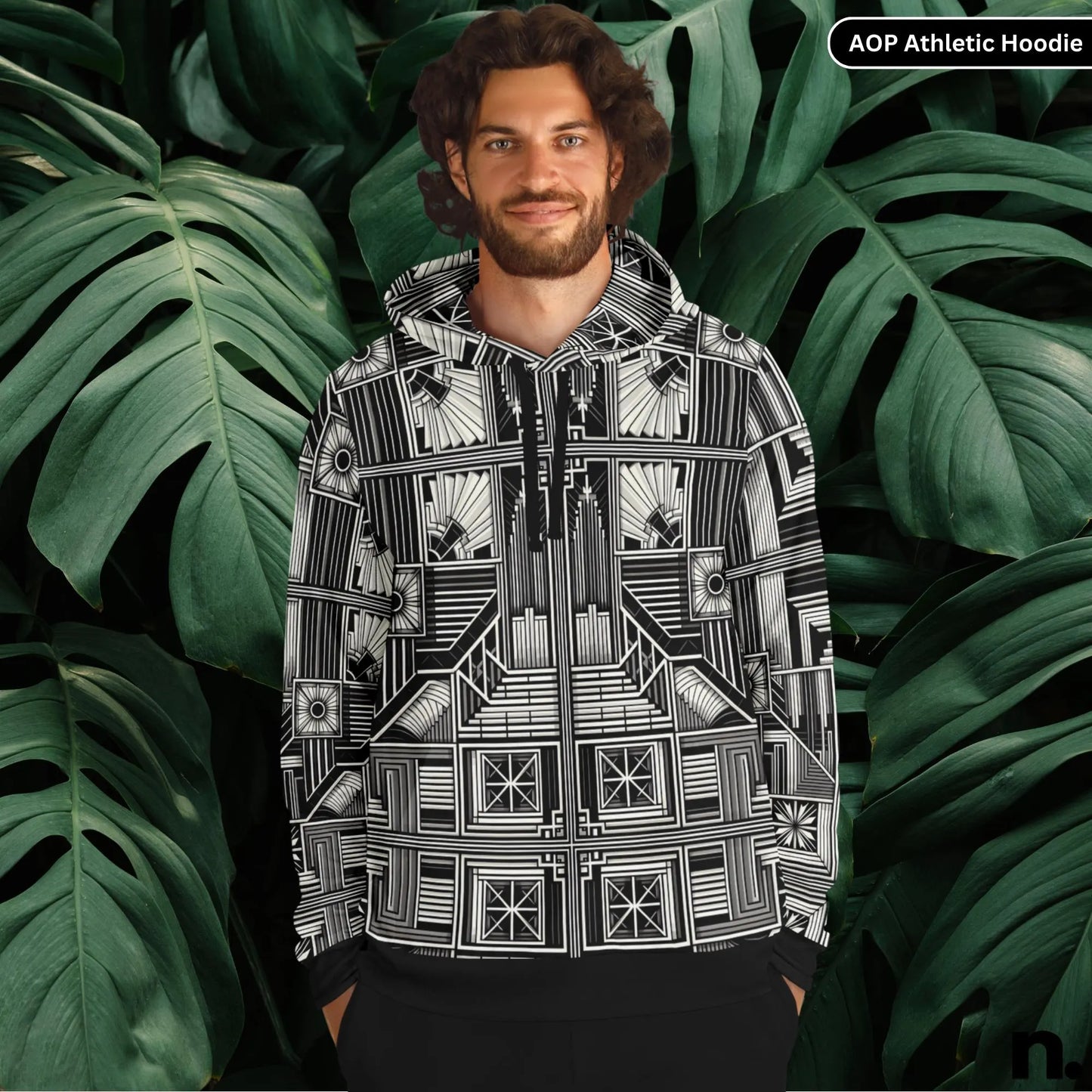 Artistry Classic Tile Pattern Athletic Hoodie - AOP