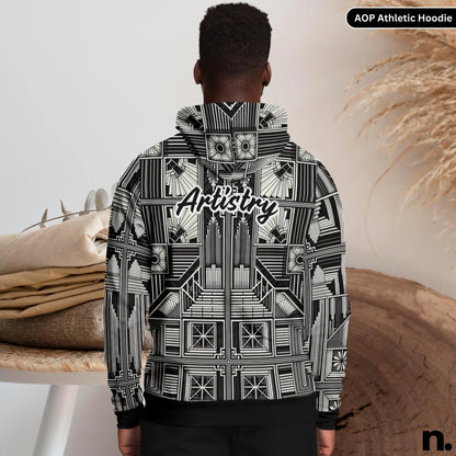 Artistry Classic Tile Pattern Athletic Hoodie - AOP