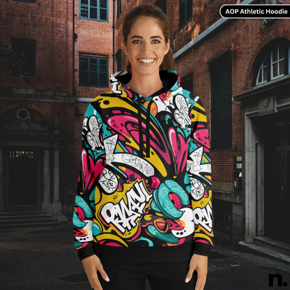 Graffiti Style Artwork Athletic Hoodie - AOP