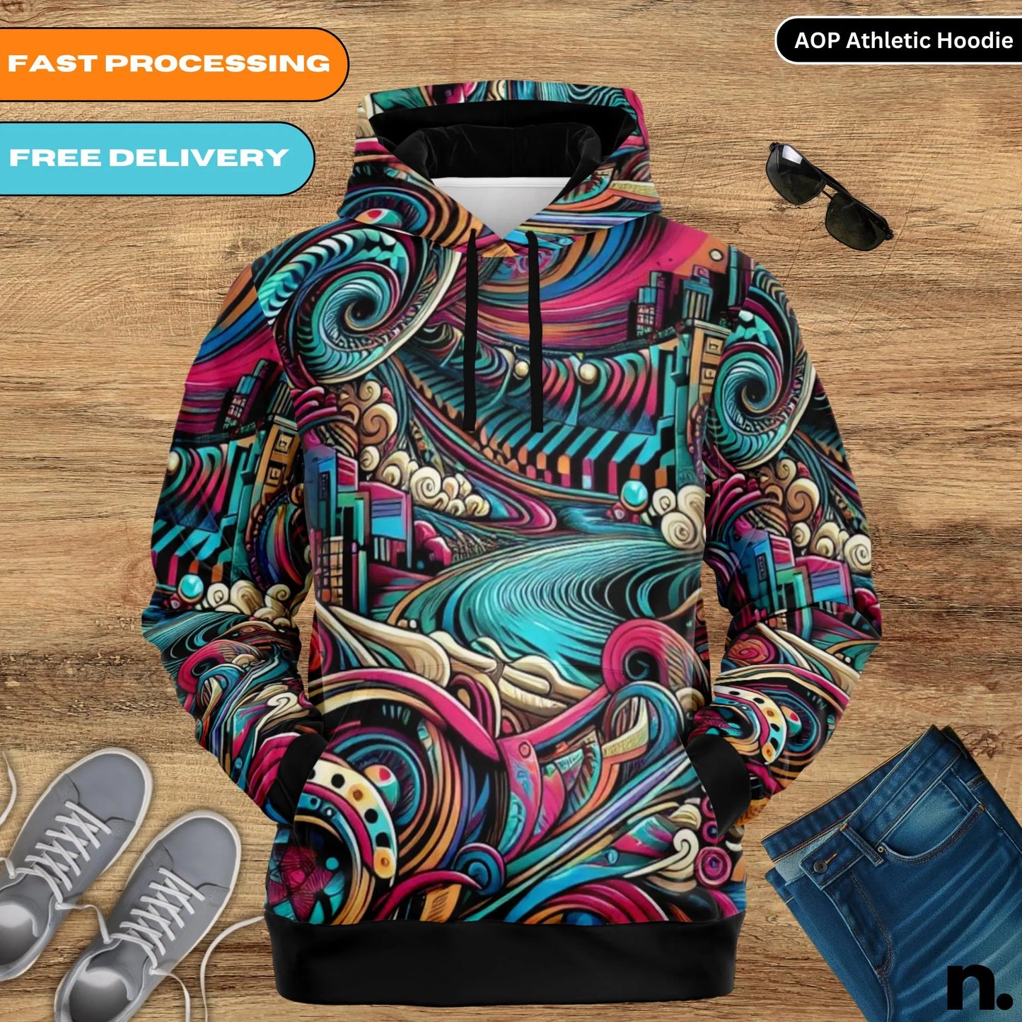 Psychedelic Art Athletic Hoodie - AOP