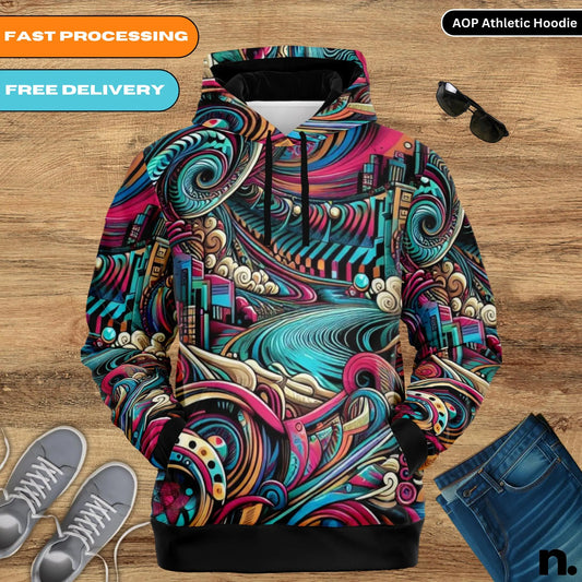 Psychedelic Art Athletic Hoodie - AOP