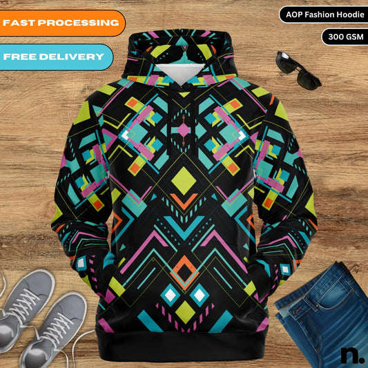 Aztec Pattern Fashion Hoodie - AOP